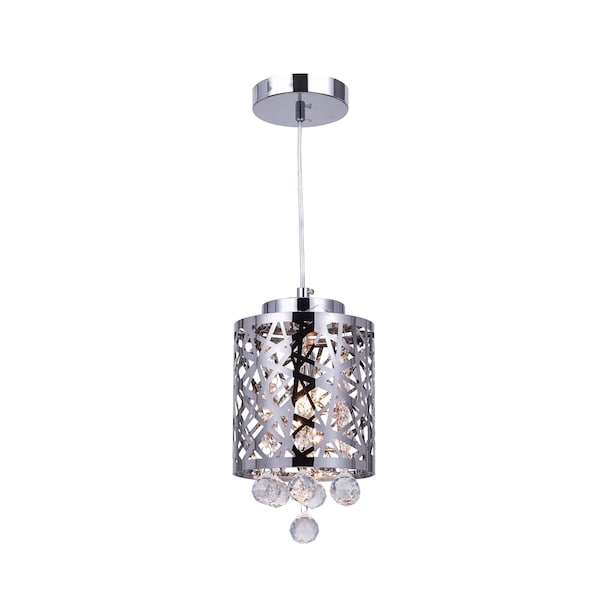 Cwi Lighting Eternity 1 Light Drum Shade Mini Pendant With Chrome Finish 5008P6ST - main